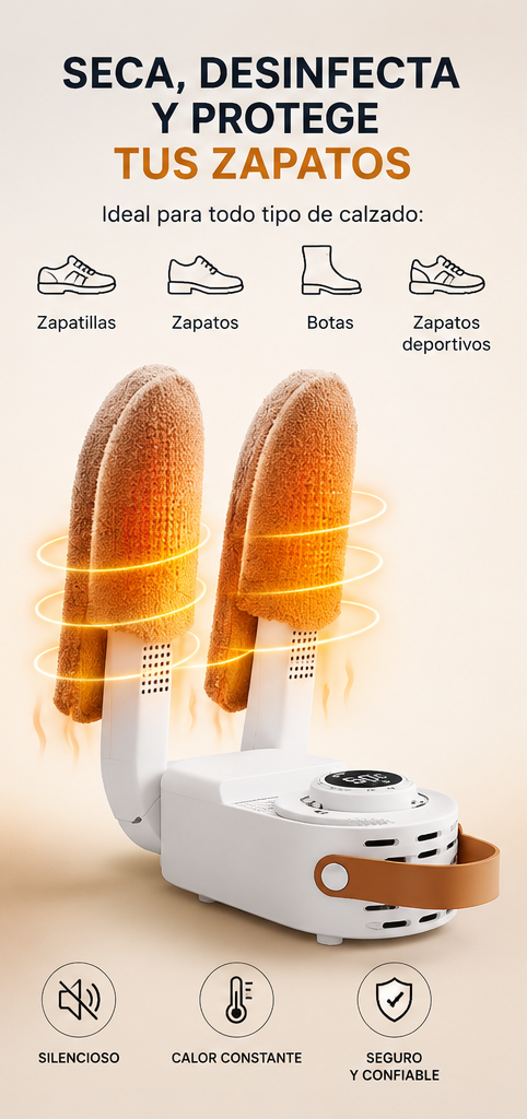 Secador de Zapatos Eléctrico Portátil - Desinfectante y Elimina Malos Olores