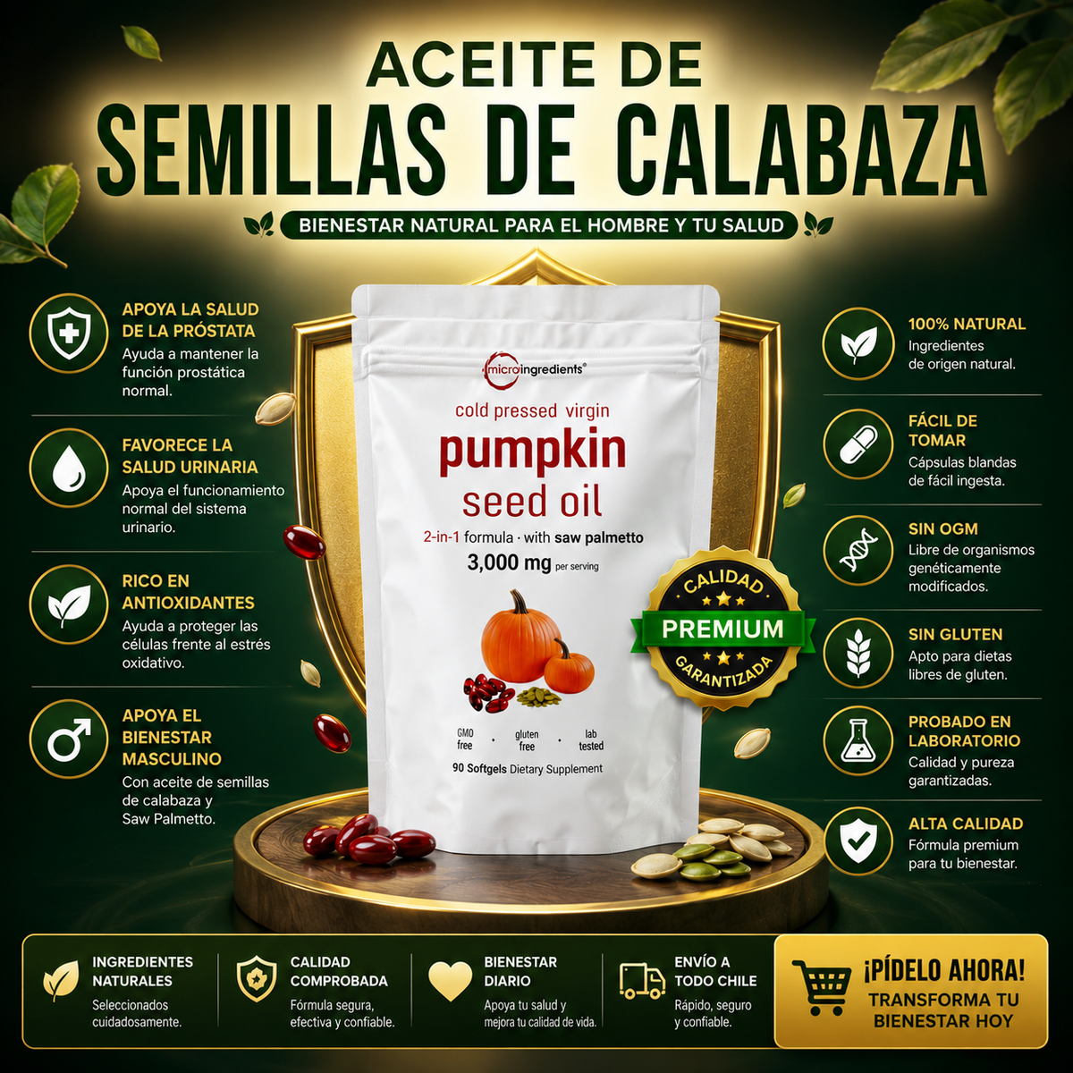 Aceite de Semillas de Calabaza | 90 Cápsulas