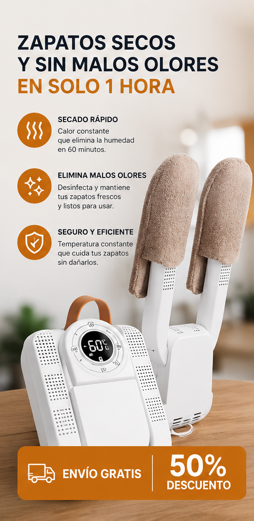 Secador de Zapatos Eléctrico Portátil - Desinfectante y Elimina Malos Olores